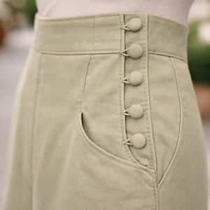 Zara High-Waist Button Detail Wide-Leg Pants | Soft Sage Utility Chic